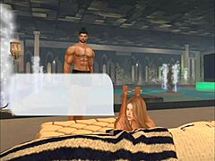 smart girl bent over for cartoon monster cock action