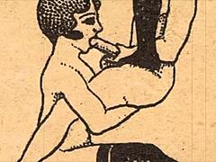 vintage erotic drawings showcase the sensual alphabet in retro comic style.