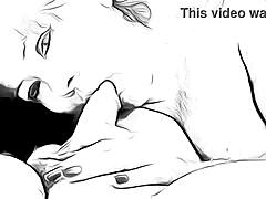 cartoon nympho deepthroats and masturbates with facial cumshot