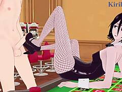 rukia kuchiki and yoruichi shihouin in bunny girl outfits have intense sex with creampie in bleach hentai