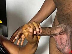 Epic blowjob from ebony milf with big tits in wild group!