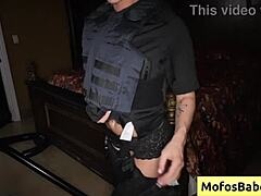 Horny blonde cop Whitney engages in activities with JMac.