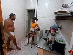 Anal sex with teen stepdaughter in the kitchen.