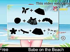 this babe on the beach is playing an erotic game, so anime hentai style