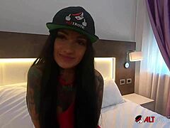 Tattooed bombshell adel asanti sucking big cock?