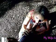 Stopped at picnic area with Luna craving my big cock for fun