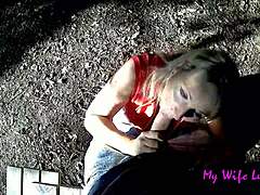 Stopped at picnic area with Luna craving my big cock for fun