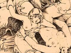 Vintage erotic illustration of interracial couple?