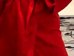 Brunette Teen In Red Lingerie Teases Herself With Big Tits And Ass