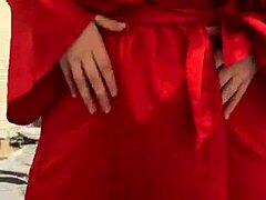 Brunette Teen In Red Lingerie Teases Herself With Big Tits And Ass