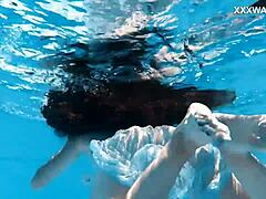 Hot Chick Lana Swims Nude by the Pool