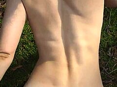 perfect body girl takes cum on ass in outdoor scene