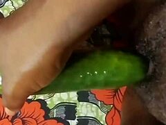 cyndy blackslave uses cucumber for fun