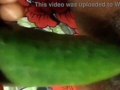cyndy blackslave uses cucumber for fun