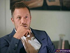 Office work slut in pantyhose enjoys foot play and hot sex