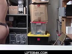 Slut young thief Naomi Nash fucking in office after getting caught shoplifting