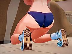 呻吟的Aki Nijou在3D色情动作中展示大奶子