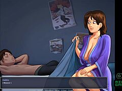 In Summertime Saga, mother-in-law comes to my room at night for blowjob and fucking