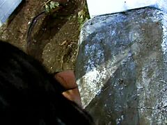 Fiery brunette loves getting pounded in the ass everywhere, even cemeteries!