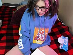 Nerd Swallows Dildo And Masturbates On Webcam