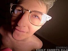 covered milf wife's face in cum after ball licking