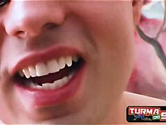 Latina pornstar housewife indulges in oral with Croatian amateur in interracial encounter.