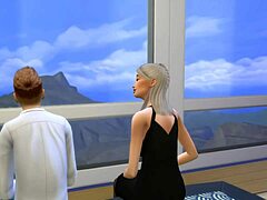 Stepson impregnates stepmother on New Year's Eve in hentai.