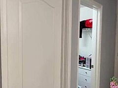 Slut wife Paris Knight bangs roommate while hubby showers nearby