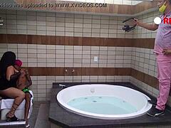 Experienced guy boldly fucks tattooed young Wallif Santos with big cock.