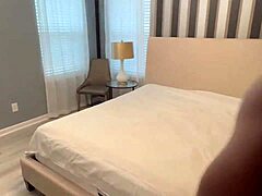 Slut wife Paris Knight bangs roommate while hubby showers nearby