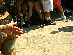 BBW Flashes Cameltoe At Pride 2016 Outdoor Event