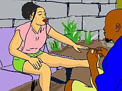 Lonely african ebony babe gets fucked by local nailcutter in cartoon hentai.