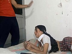 young colombian schoolgirl waits for stepbrother to bang after class in medellin