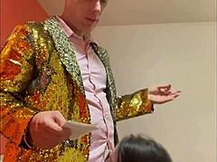 Milf Brunette with Big Tits GIVES BLOWJOB to Mchenry Cruiser During Standup Comedy