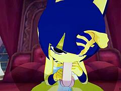 我看着Ankha在卧室骑鸡巴