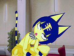 我看着Ankha在卧室骑鸡巴