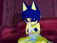 我看着Ankha在卧室骑鸡巴