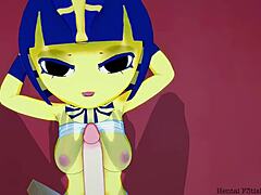 我看着Ankha在卧室骑鸡巴