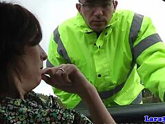 classy british milf swallows cum after blowjob