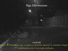 Married Woman Flashes on Street While Cuckold Voyeur Films