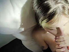 Sexy Russian hottie slurps cock for messy facial finish