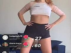 Bouncing Blonde Titties in Tight Shorts and Bra During Sexy Workout