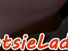 Beautiful babe worships feet while sucking cock.