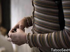 Brunette sexy teen hooks up with football player for fun