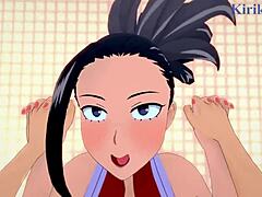 momo yaoyorozu and kyoka jiro have intense sex in my hero academia hentai