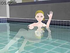 Anime woman took a bath in a japanese public bath【sento】
