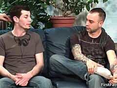 Aiden Blue takes on his first massive cock in gay action