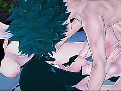 deku takes momo and tsuyu in hot threesome