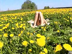 Vira Gold Sucks Stranger's Cock Outdoors