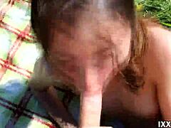 Vira Gold Sucks Stranger's Cock Outdoors